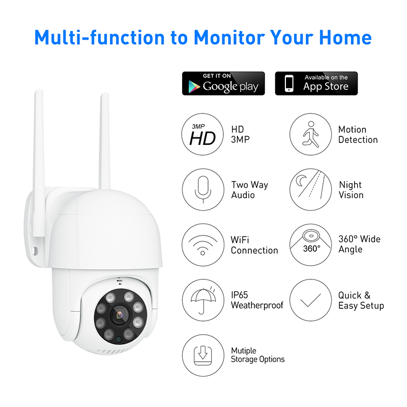 V380 RVP1 WiFi 3MP กล้อง IPC ภายนอกกันน้ำ
