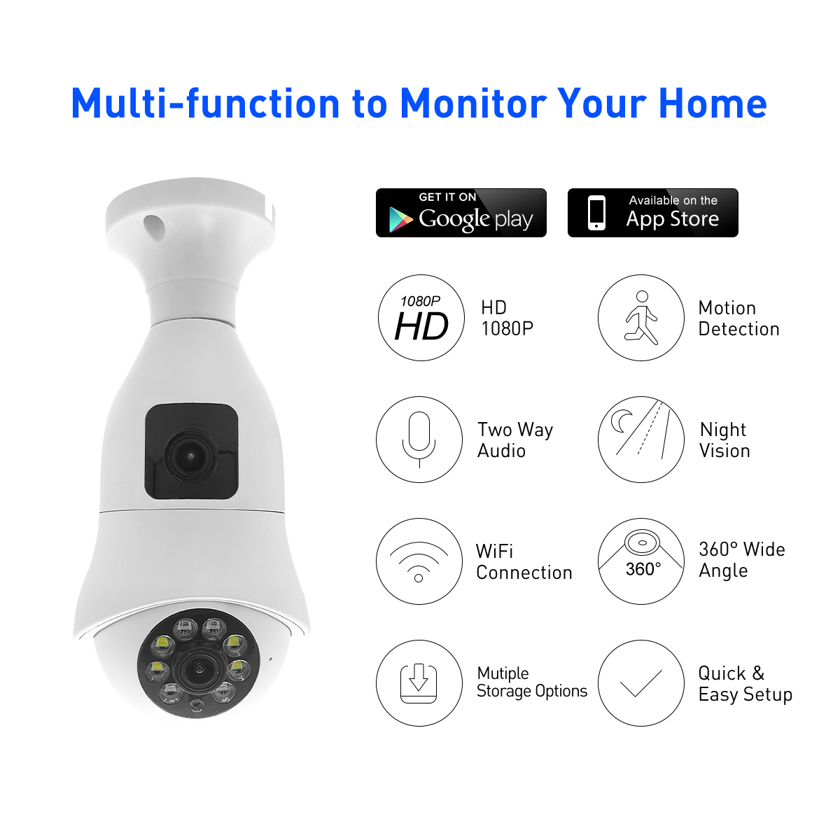 V380 RVSQ005 WiFi 2MP หลอด IPC