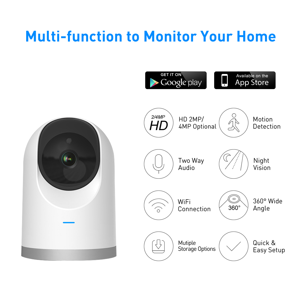 Tuya RP7 WiFi 2MP/4MP Indoor Dome PTZ IPC details