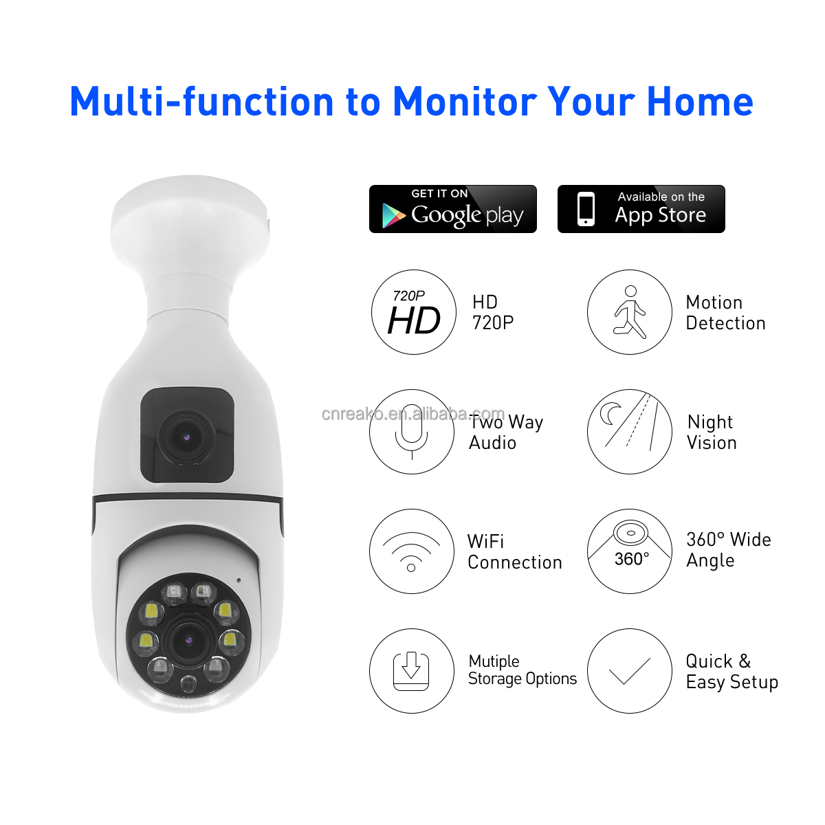 V380 RVSQ002 WiFi 2MP หลอด IPC