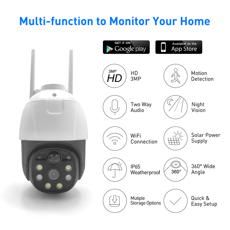 V380 RVP5 Plus WiFi โซลาร์ 2MP กันน้ำกลางแจ้ง IPC