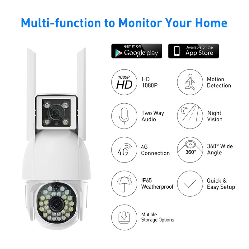 V380 RV4-4G WiFi 2MP กล้อง IPC ภายนอก